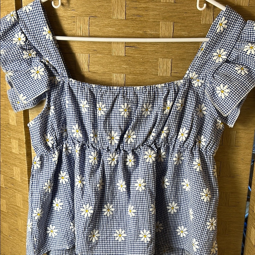 Blue Smocked Ruffle Blouse - Picture 4 of 5